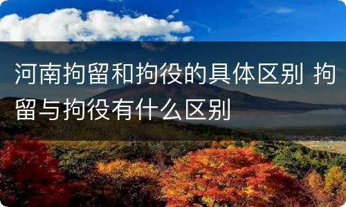河南拘留和拘役的具体区别 拘留与拘役有什么区别