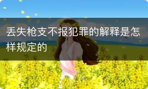 丢失枪支不报犯罪的解释是怎样规定的