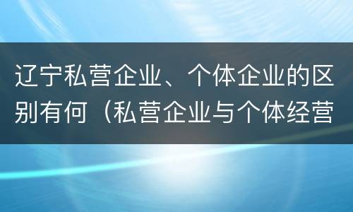 辽宁私营企业、个体企业的区别有何（私营企业与个体经营企业的区别）