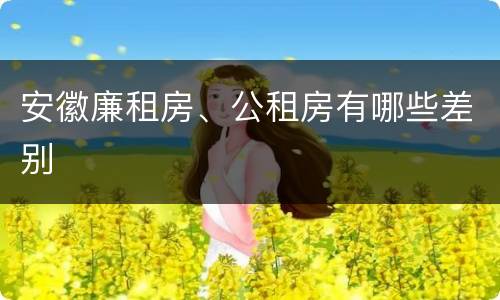 安徽廉租房、公租房有哪些差别
