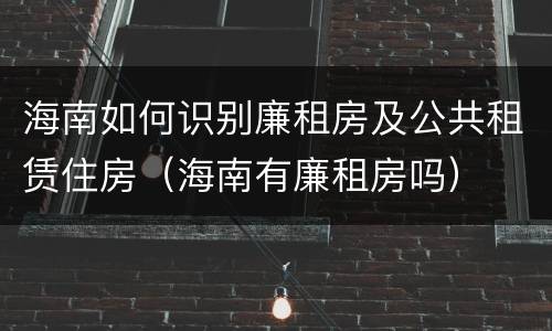 海南如何识别廉租房及公共租赁住房（海南有廉租房吗）