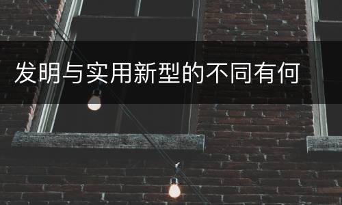 发明与实用新型的不同有何