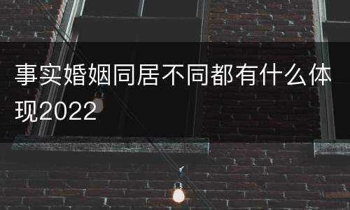 事实婚姻同居不同都有什么体现2022