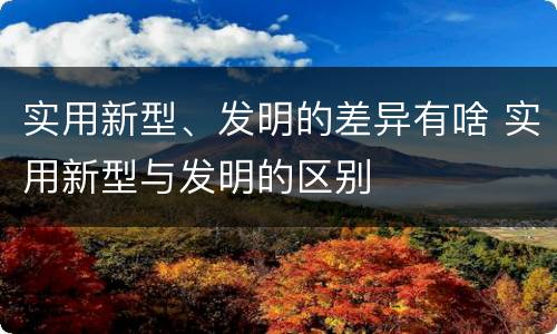 实用新型、发明的差异有啥 实用新型与发明的区别