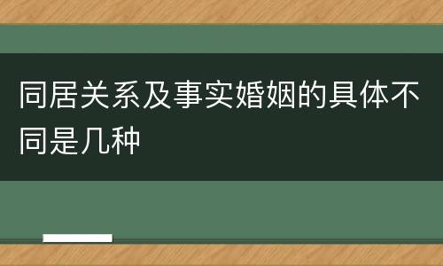 同居关系及事实婚姻的具体不同是几种