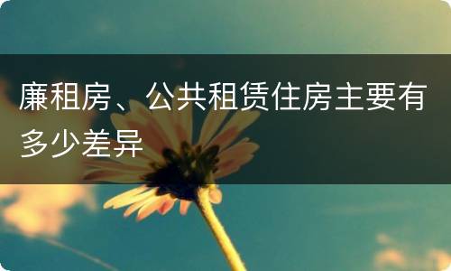 廉租房、公共租赁住房主要有多少差异