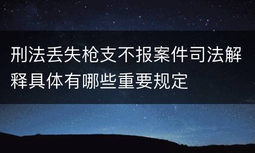 刑法丢失枪支不报案件司法解释具体有哪些重要规定