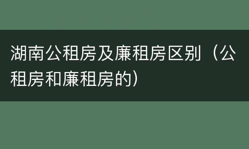 湖南公租房及廉租房区别（公租房和廉租房的）