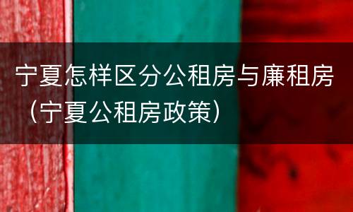 宁夏怎样区分公租房与廉租房（宁夏公租房政策）
