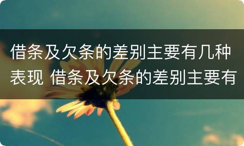 借条及欠条的差别主要有几种表现 借条及欠条的差别主要有几种表现形式