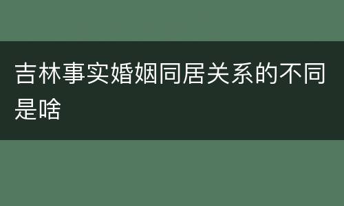 吉林事实婚姻同居关系的不同是啥