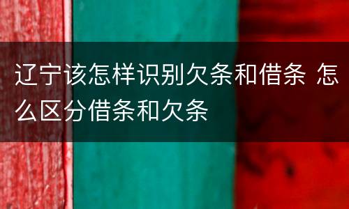 辽宁该怎样识别欠条和借条 怎么区分借条和欠条