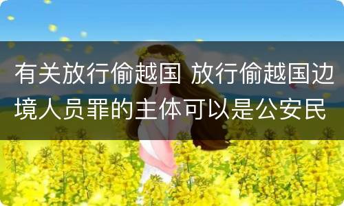 有关放行偷越国 放行偷越国边境人员罪的主体可以是公安民警吗