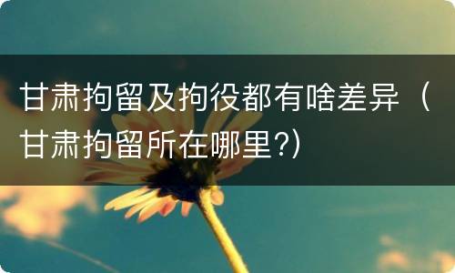 甘肃拘留及拘役都有啥差异（甘肃拘留所在哪里?）