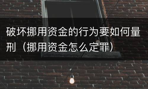 破坏挪用资金的行为要如何量刑（挪用资金怎么定罪）