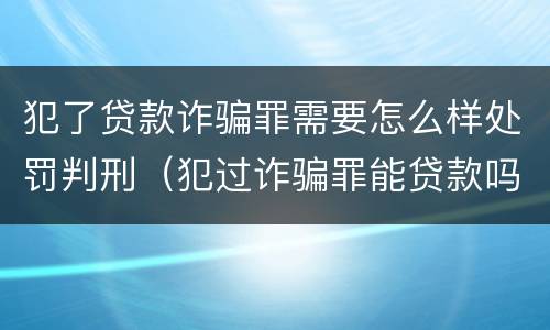 犯了贷款诈骗罪需要怎么样处罚判刑（犯过诈骗罪能贷款吗）