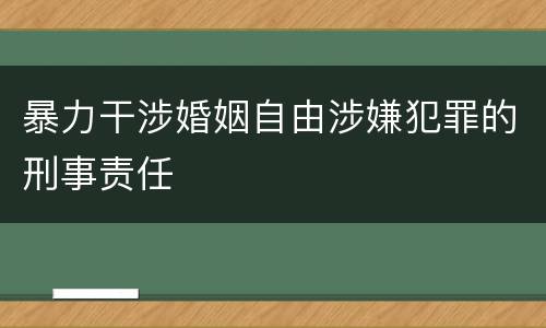 暴力干涉婚姻自由涉嫌犯罪的刑事责任