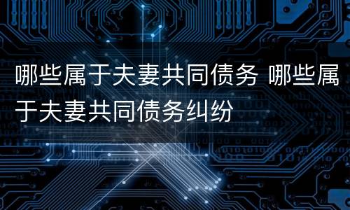 哪些属于夫妻共同债务 哪些属于夫妻共同债务纠纷