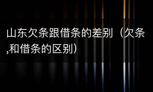 山东欠条跟借条的差别（欠条,和借条的区别）