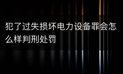 犯了过失损坏电力设备罪会怎么样判刑处罚