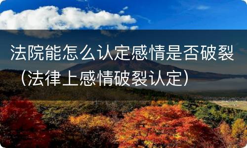 法院能怎么认定感情是否破裂（法律上感情破裂认定）