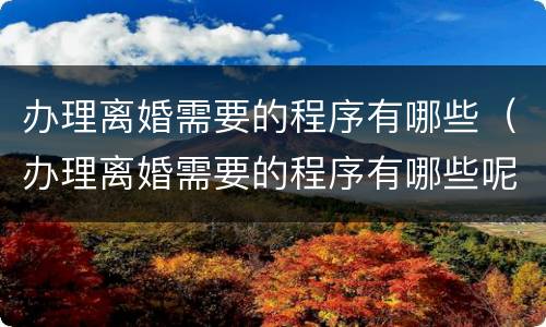 办理离婚需要的程序有哪些（办理离婚需要的程序有哪些呢）