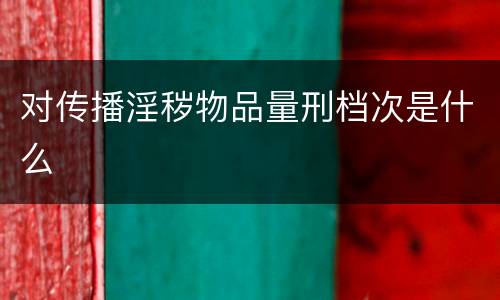 对传播淫秽物品量刑档次是什么