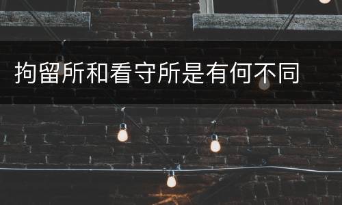拘留所和看守所是有何不同