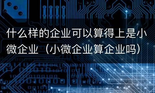 什么样的企业可以算得上是小微企业（小微企业算企业吗）