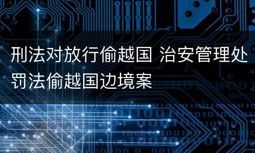 刑法对放行偷越国 治安管理处罚法偷越国边境案