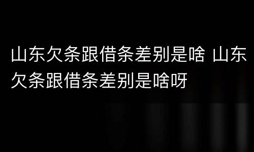 山东欠条跟借条差别是啥 山东欠条跟借条差别是啥呀
