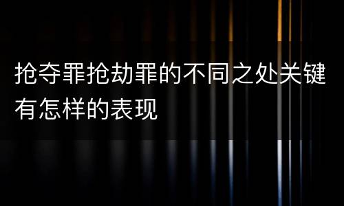 抢夺罪抢劫罪的不同之处关键有怎样的表现