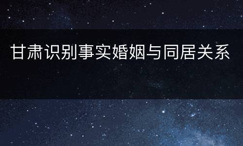 甘肃识别事实婚姻与同居关系