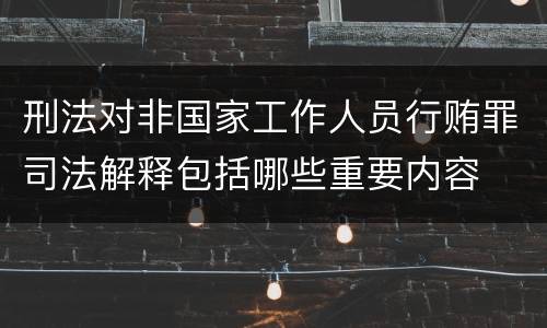 刑法对非国家工作人员行贿罪司法解释包括哪些重要内容