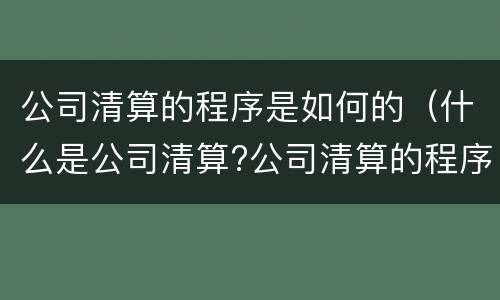 公司清算的程序是如何的（什么是公司清算?公司清算的程序）
