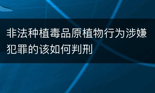 非法种植毒品原植物行为涉嫌犯罪的该如何判刑