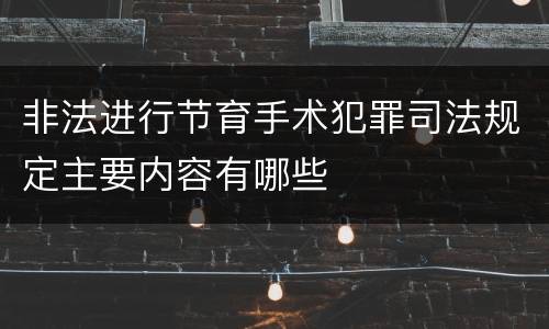 非法进行节育手术犯罪司法规定主要内容有哪些