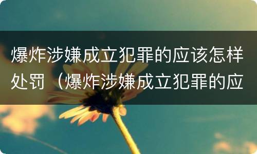爆炸涉嫌成立犯罪的应该怎样处罚（爆炸涉嫌成立犯罪的应该怎样处罚他人）