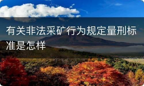 有关非法采矿行为规定量刑标准是怎样