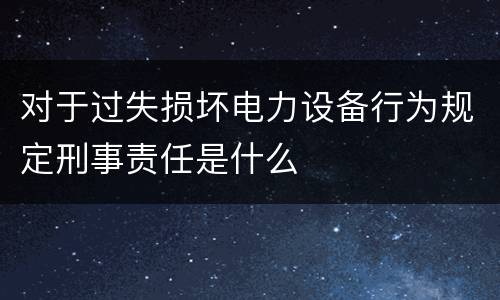 对于过失损坏电力设备行为规定刑事责任是什么