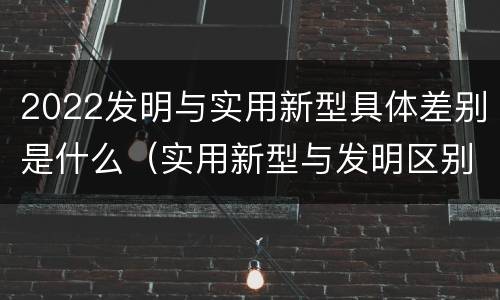 2022发明与实用新型具体差别是什么（实用新型与发明区别）