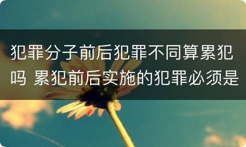 犯罪分子前后犯罪不同算累犯吗 累犯前后实施的犯罪必须是特定的犯罪怎么理解