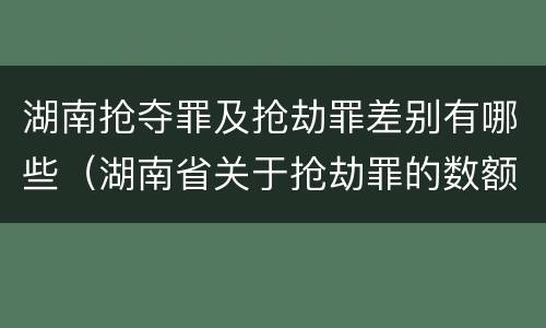 湖南抢夺罪及抢劫罪差别有哪些（湖南省关于抢劫罪的数额规定）