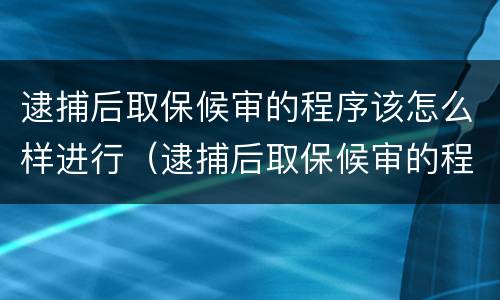 逮捕后取保候审的程序该怎么样进行（逮捕后取保候审的程序该怎么样进行呢）