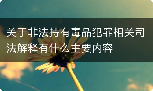 关于非法持有毒品犯罪相关司法解释有什么主要内容