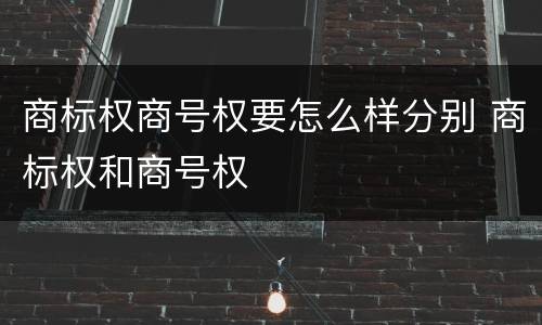 商标权商号权要怎么样分别 商标权和商号权