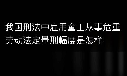 我国刑法中雇用童工从事危重劳动法定量刑幅度是怎样