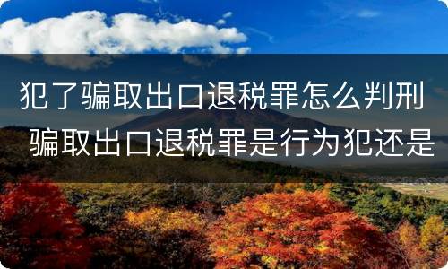 犯了骗取出口退税罪怎么判刑 骗取出口退税罪是行为犯还是结果犯