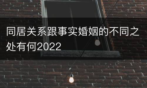 同居关系跟事实婚姻的不同之处有何2022