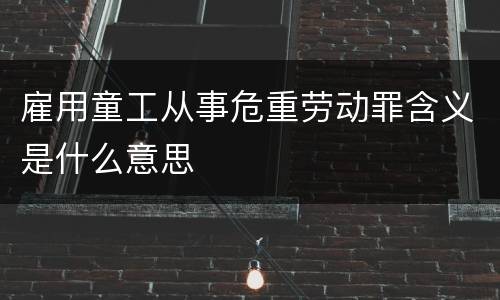 雇用童工从事危重劳动罪含义是什么意思